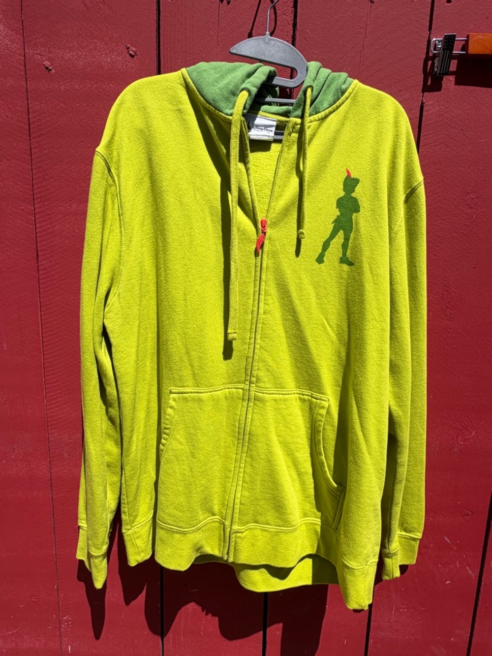 Disney Parks Lime Green Zip-Up Peter Pan Hoodie